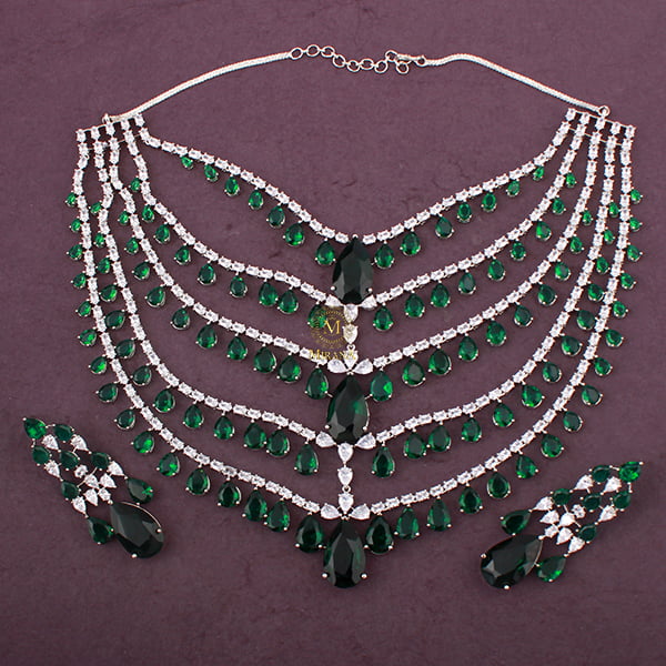 Kyle Emerald Green Five Layered Necklace Set