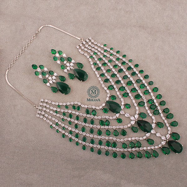 Kyle Emerald Green Five Layered Necklace Set