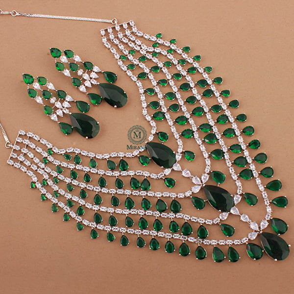 Kyle Emerald Green Five Layered Necklace Set