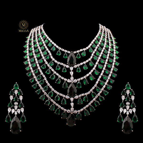 Kyle Emerald Green Five Layered Necklace Set