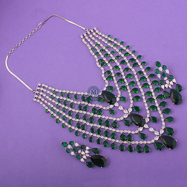 Kyle Emerald Green Five Layered Necklace Set