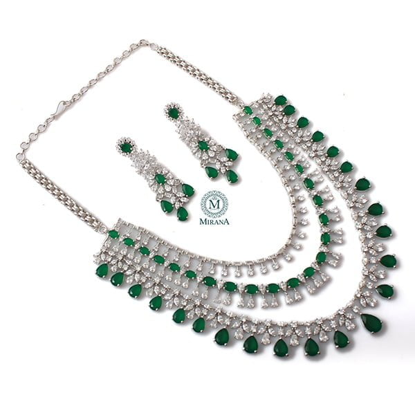 Nori Emerald Green Layered Designer Necklace Set