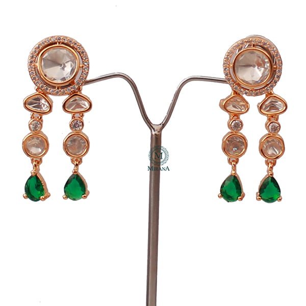 Tishya Emerald Green Polki Necklace Set