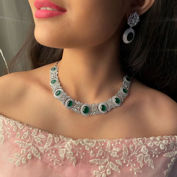 Georgia Emerald Green Designer Necklace Set