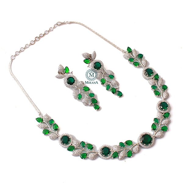 Jasmine Emerald Green Designer Necklace Set