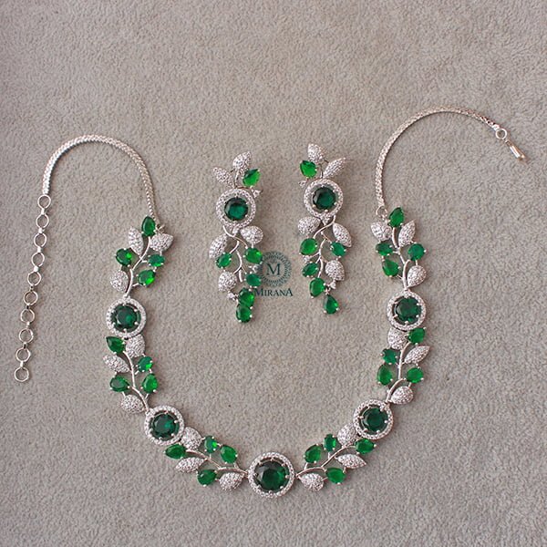 Jasmine Emerald Green Designer Necklace Set