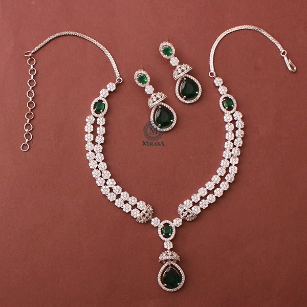 Ceria Emerald Green Layered Necklace Set