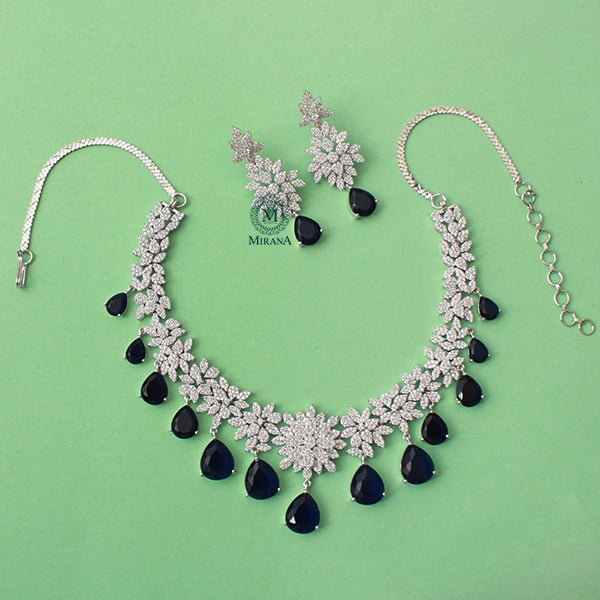 Mysha Sapphire Blue Designer Necklace Set