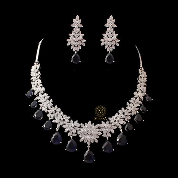 Mysha Sapphire Blue Designer Necklace Set