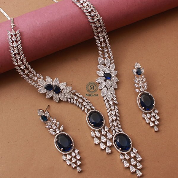 Bella Sapphire Blue Designer Necklace Set