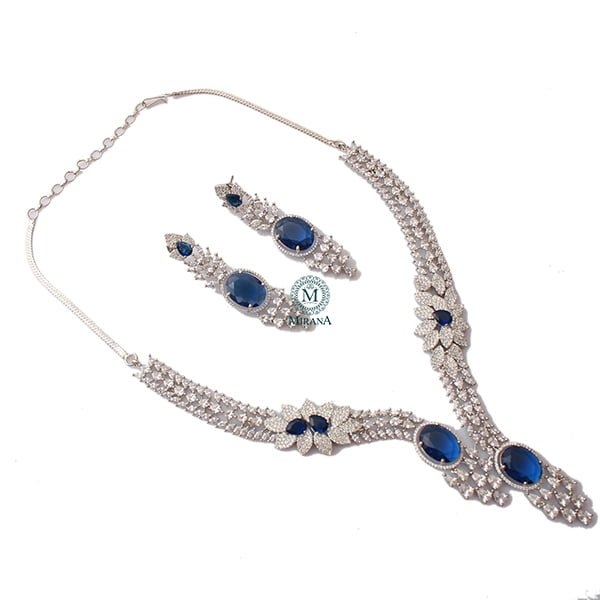 Bella Sapphire Blue Designer Necklace Set