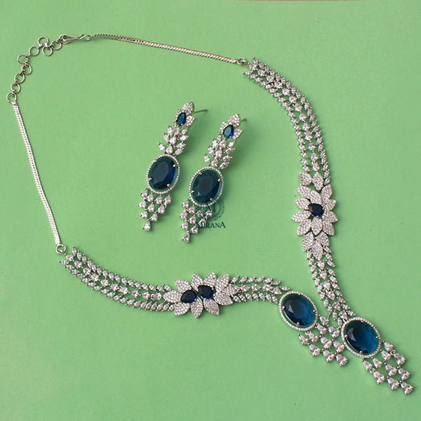 Bella Sapphire Blue Designer Necklace Set