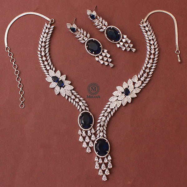 Bella Sapphire Blue Designer Necklace Set