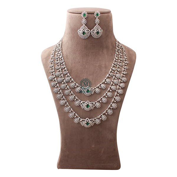 Varisha Emerald Green Triple Layered Necklace Set