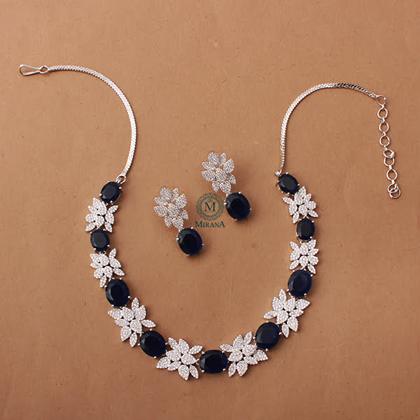 Sushi Sapphire Blue Designer Necklace Set