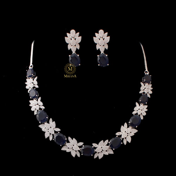 Sushi Sapphire Blue Designer Necklace Set