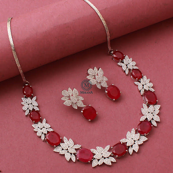 Sushi Ruby CZ Designer Necklace Set