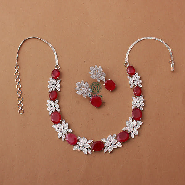 Sushi Ruby CZ Designer Necklace Set