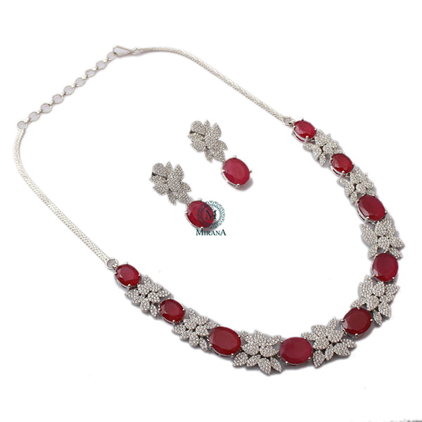 Sushi Ruby CZ Designer Necklace Set