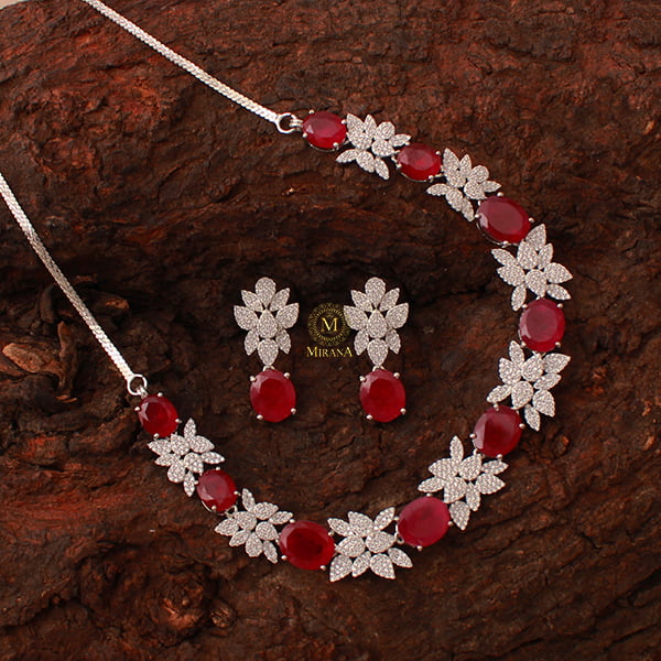 Sushi Ruby CZ Designer Necklace Set