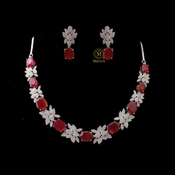 Sushi Ruby CZ Designer Necklace Set