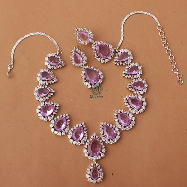 Aliza Lavender CZ Designer Necklace Set