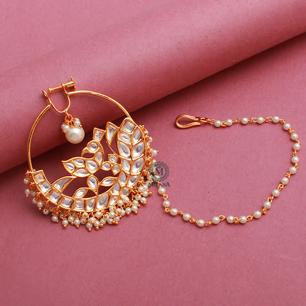 Mahika Pearl Polki Designer Nath