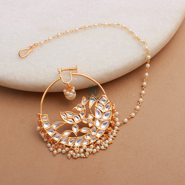 Mahika Pearl Polki Designer Nath