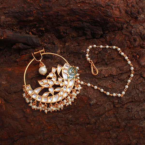 Mahika Pearl Polki Designer Nath