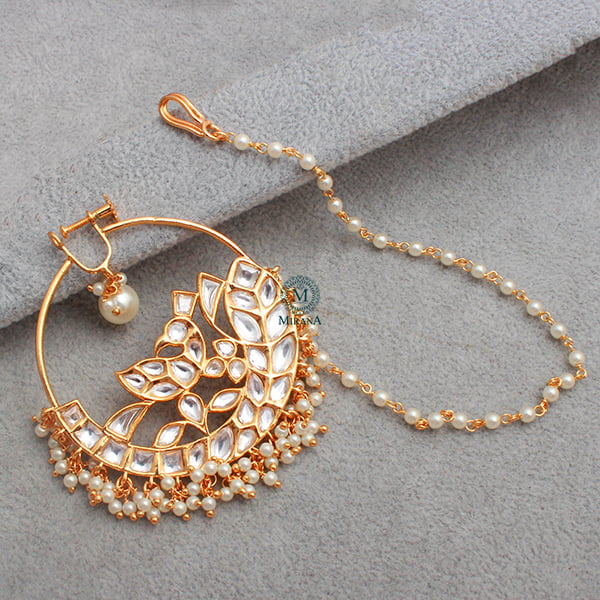 Mahika Pearl Polki Designer Nath