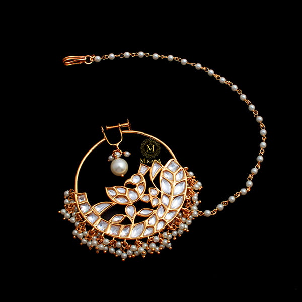 Mahika Pearl Polki Designer Nath
