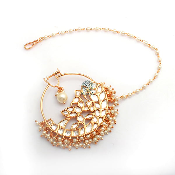 Mahika Pearl Polki Designer Nath