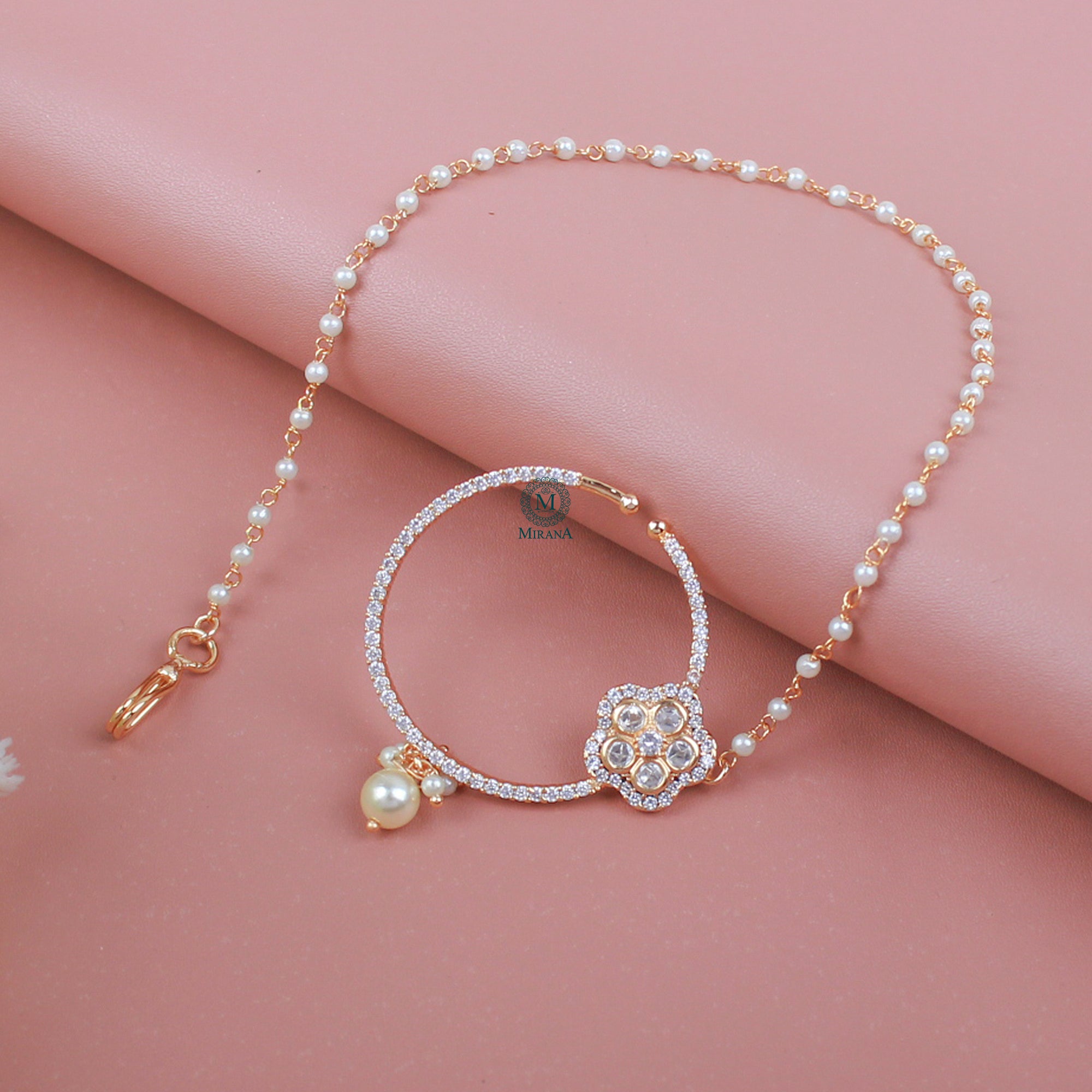 Ishita Pearl Polki Designer Nath