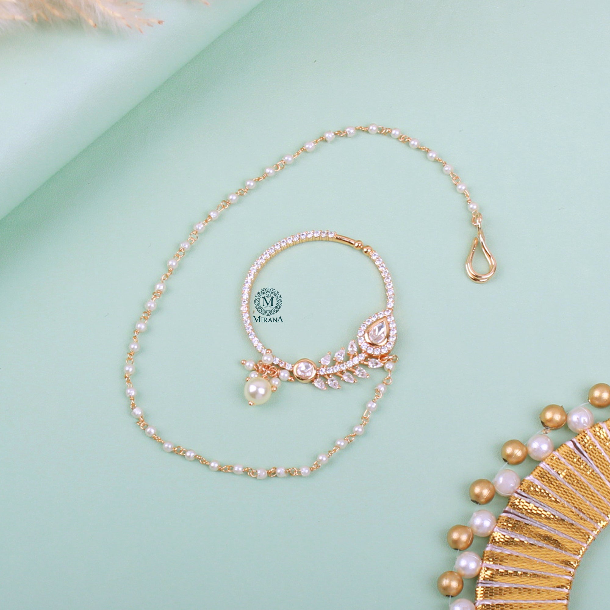 Simran Pearl Polki Designer Nath