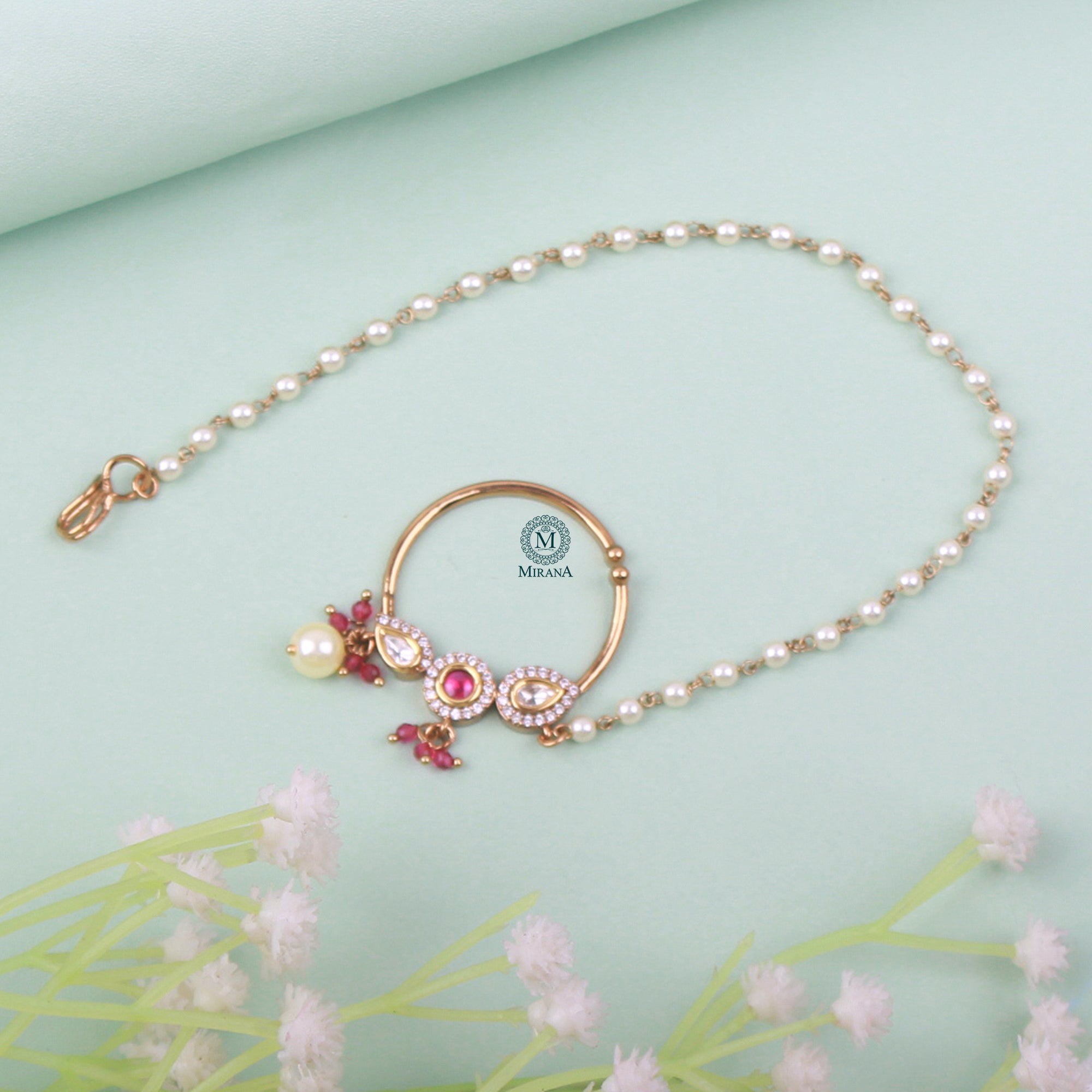 Radhika Ruby Pearl Designer Nath