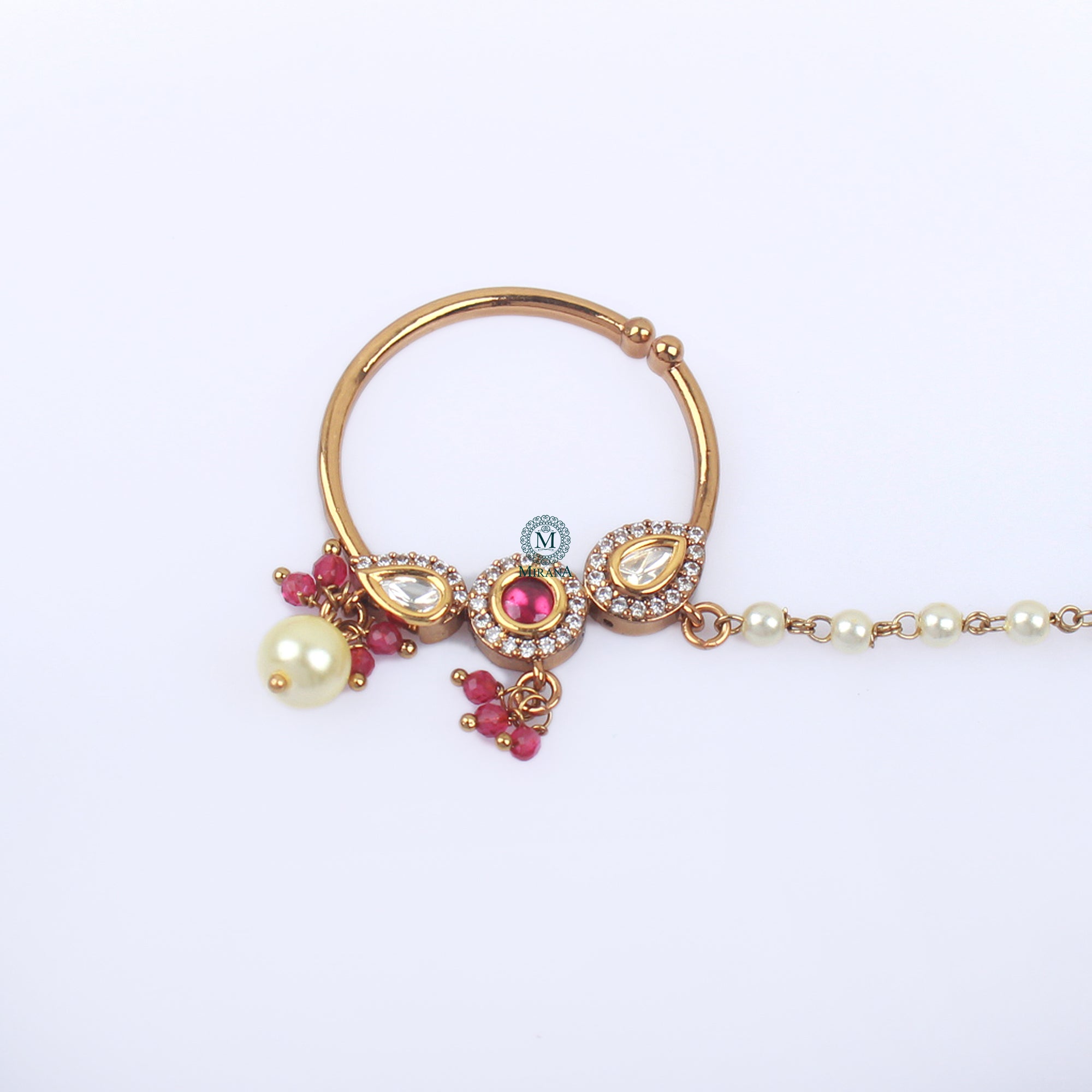 Radhika Ruby Pearl Designer Nath