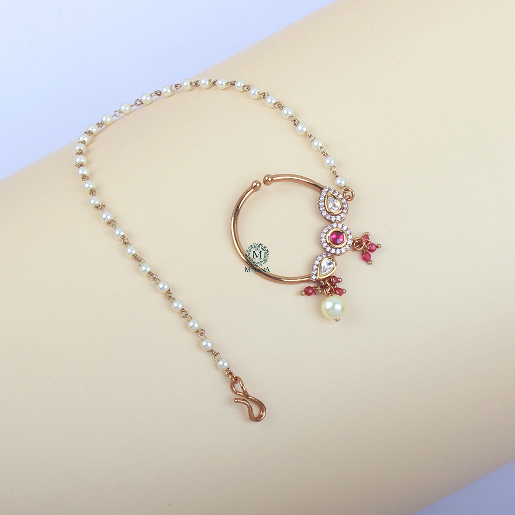 Radhika Ruby Pearl Designer Nath