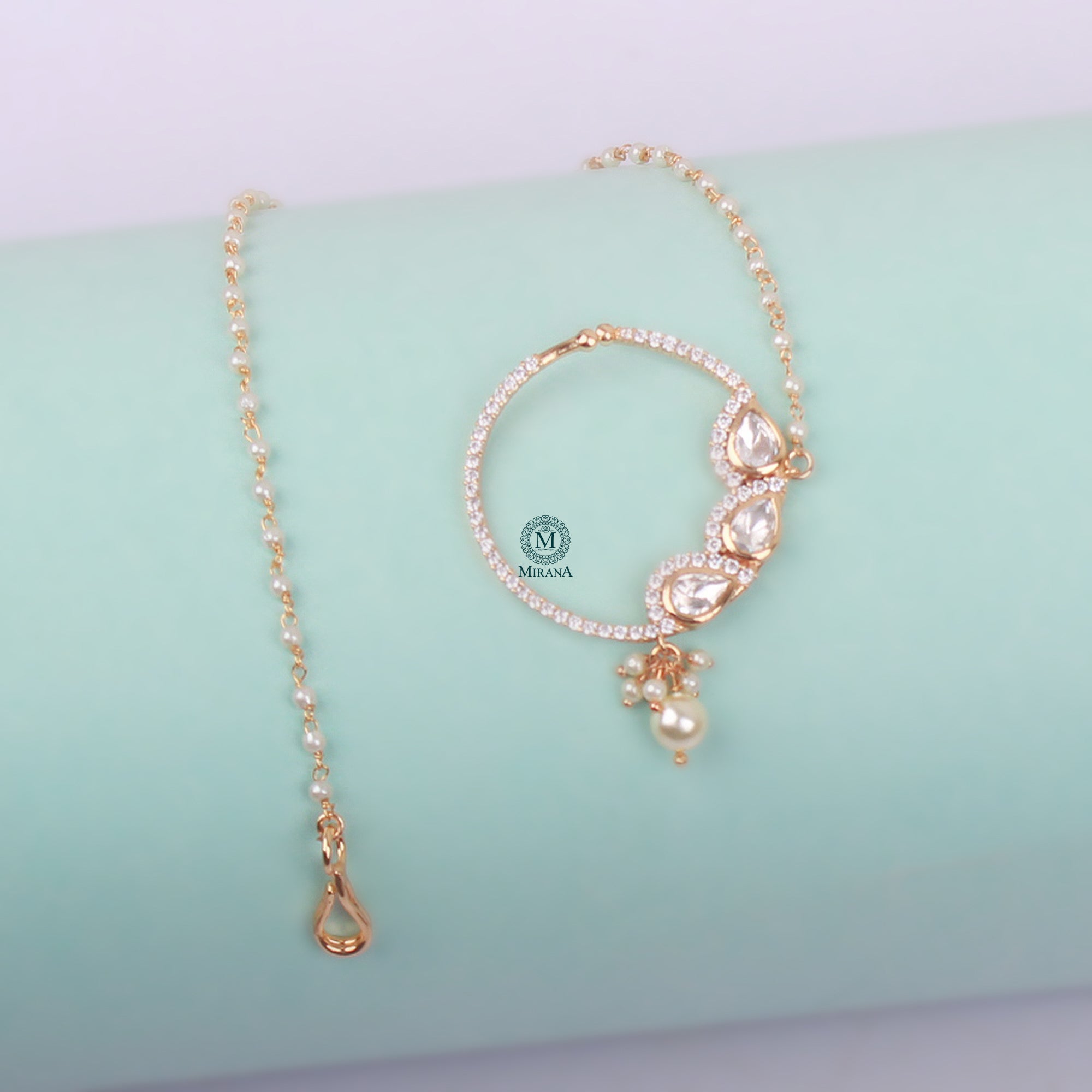 Tanvi Pearl Polki Designer Nath