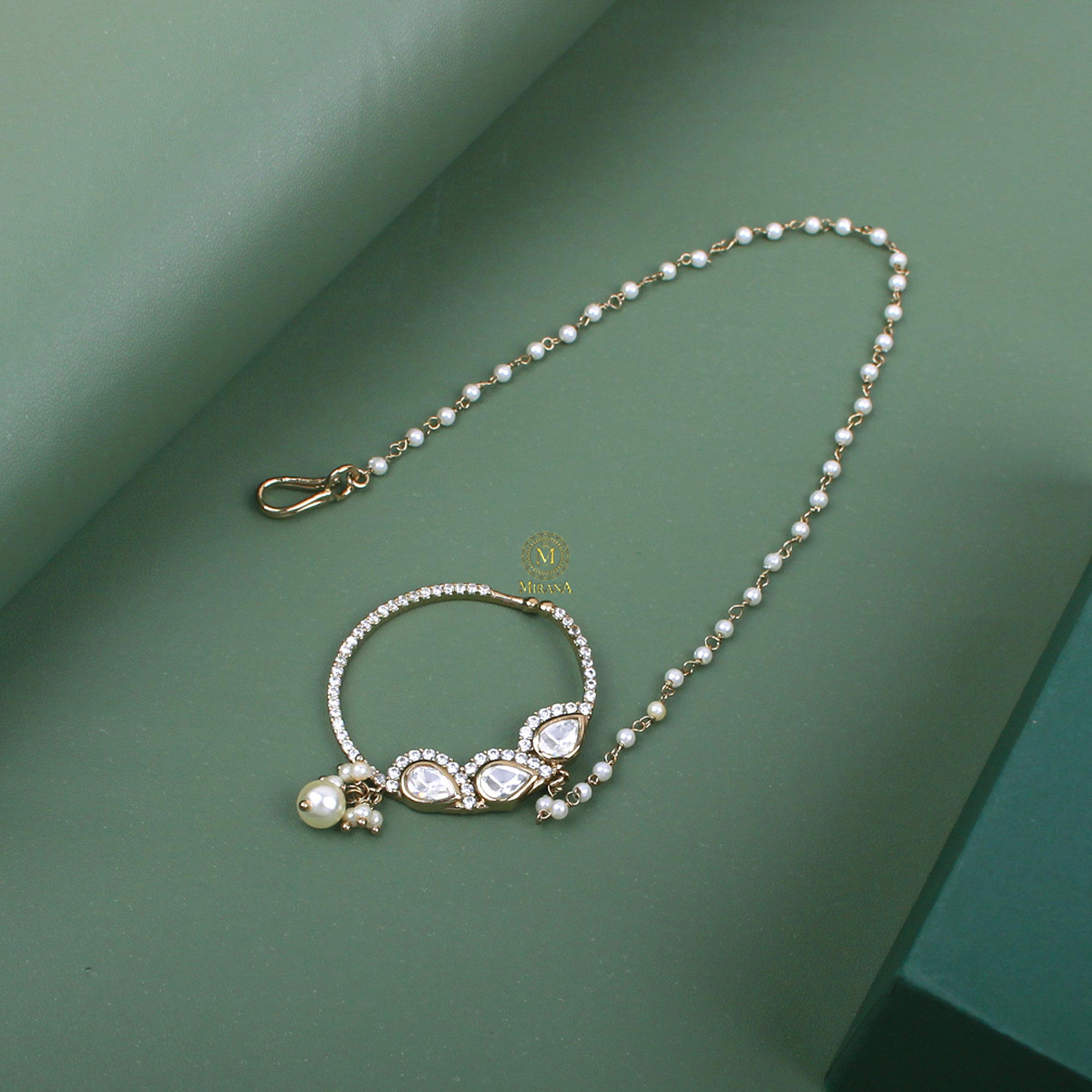 Tanvi Pearl Polki Designer Nath