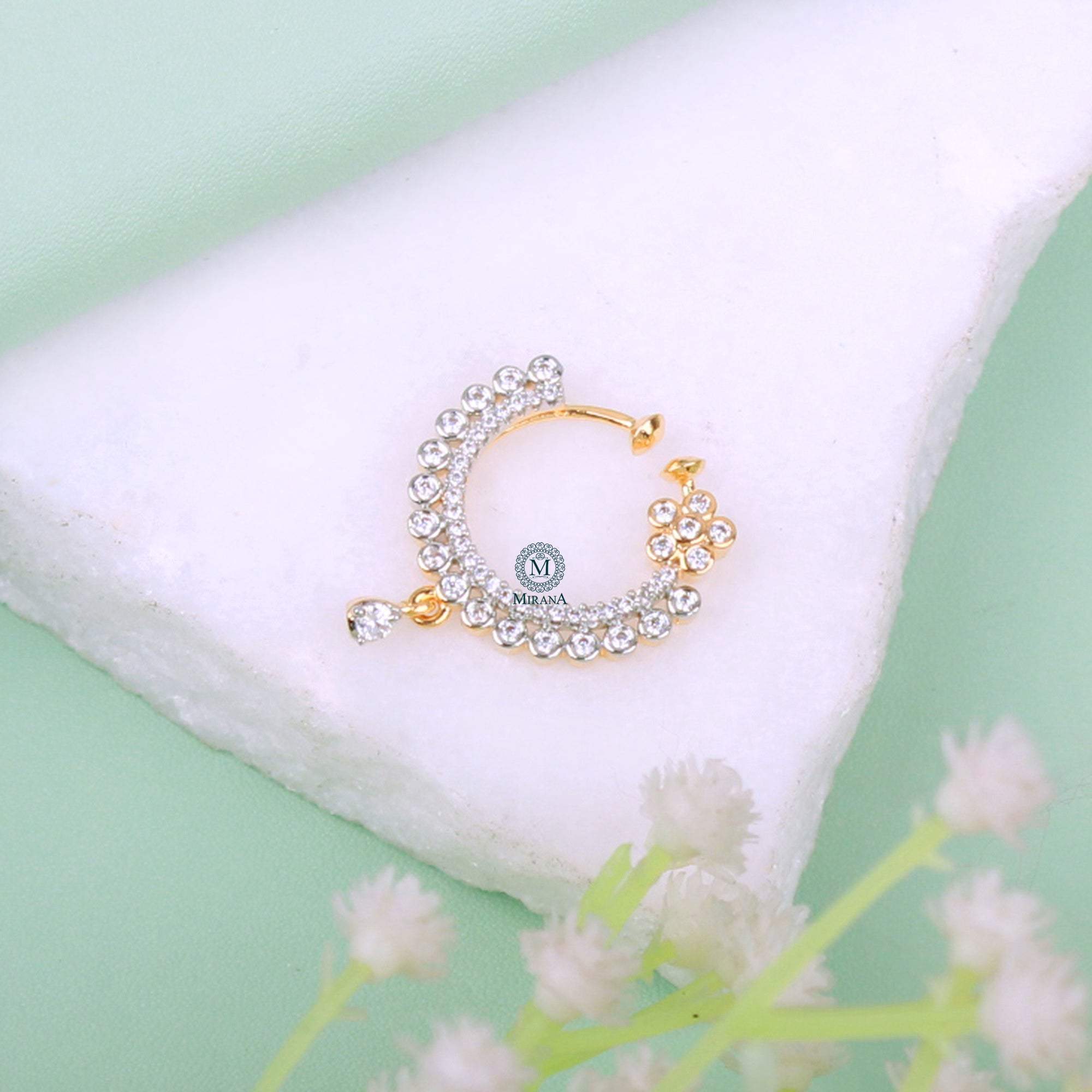 Kusha CZ Designer Nose Ring