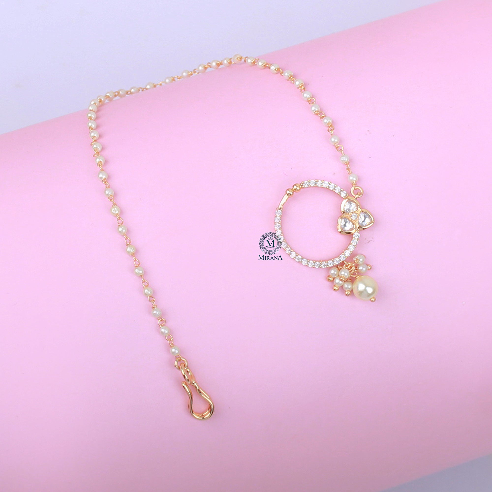 Kiara Pearl Polki Designer Nath