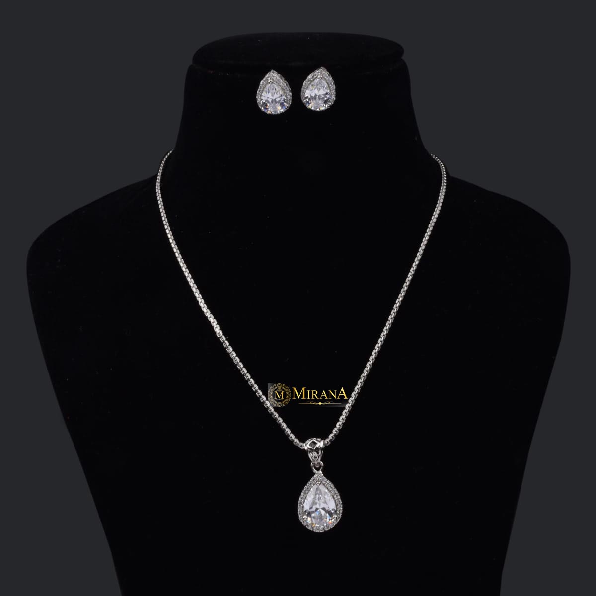 Drop Shaped Cluster Pendant Set