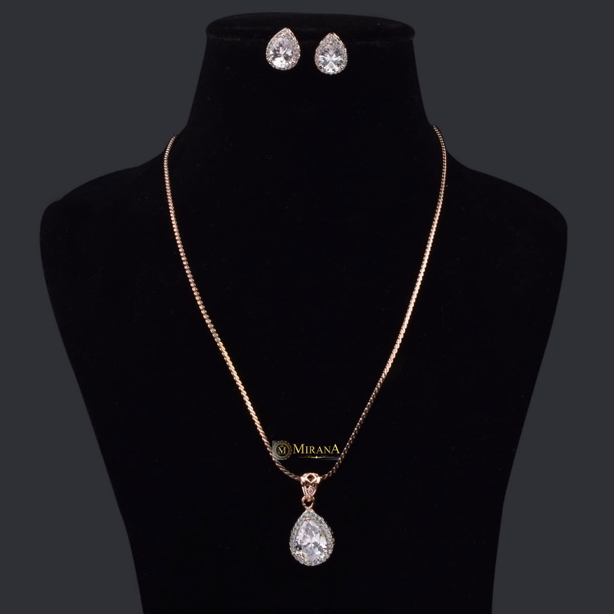 Cluster Drop Pendant Set With Ring