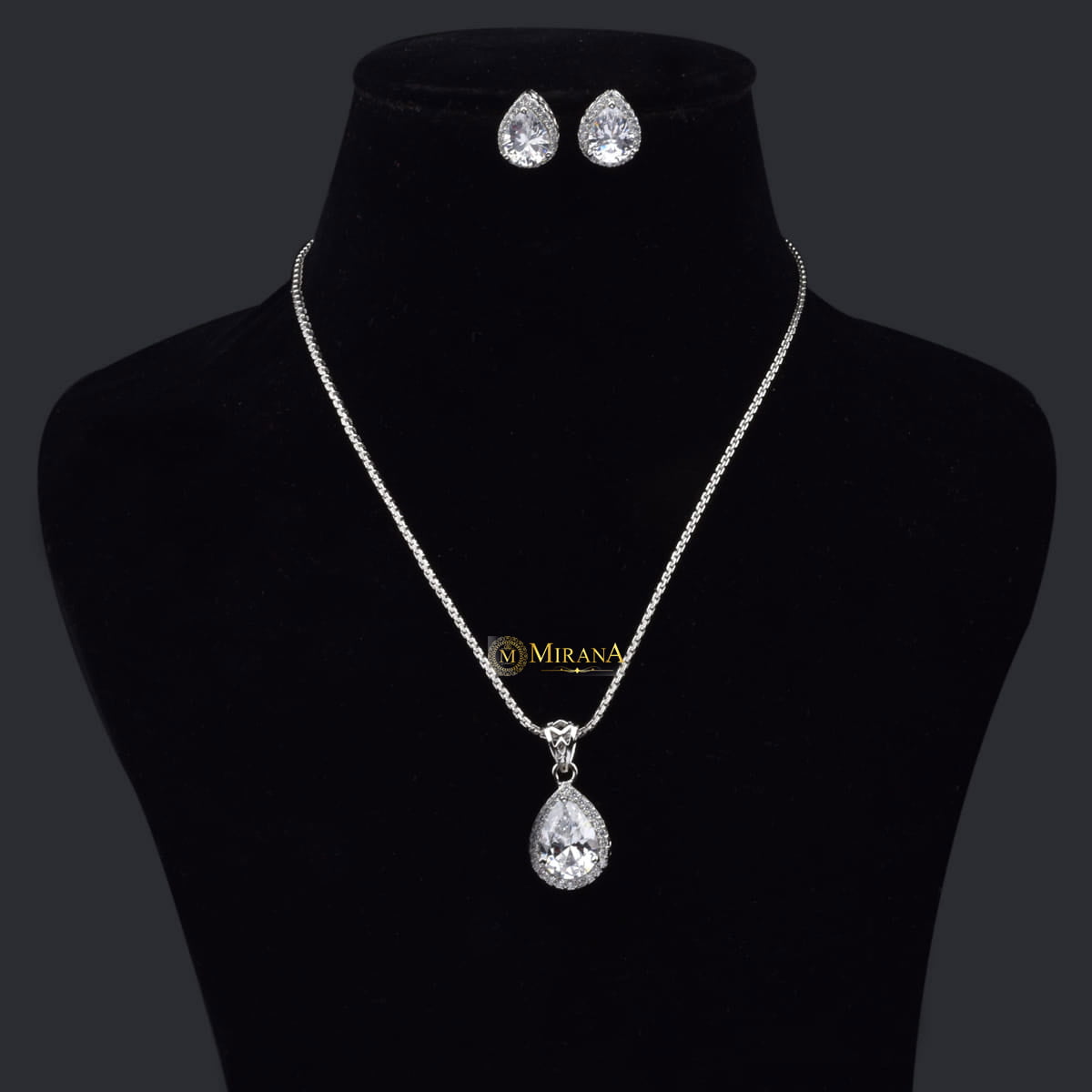 Cluster Drop Pendant Set With Ring