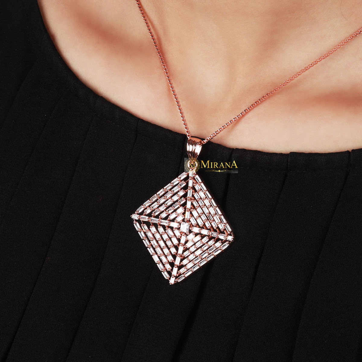 CZ Pyramid Shaped Pendent Set