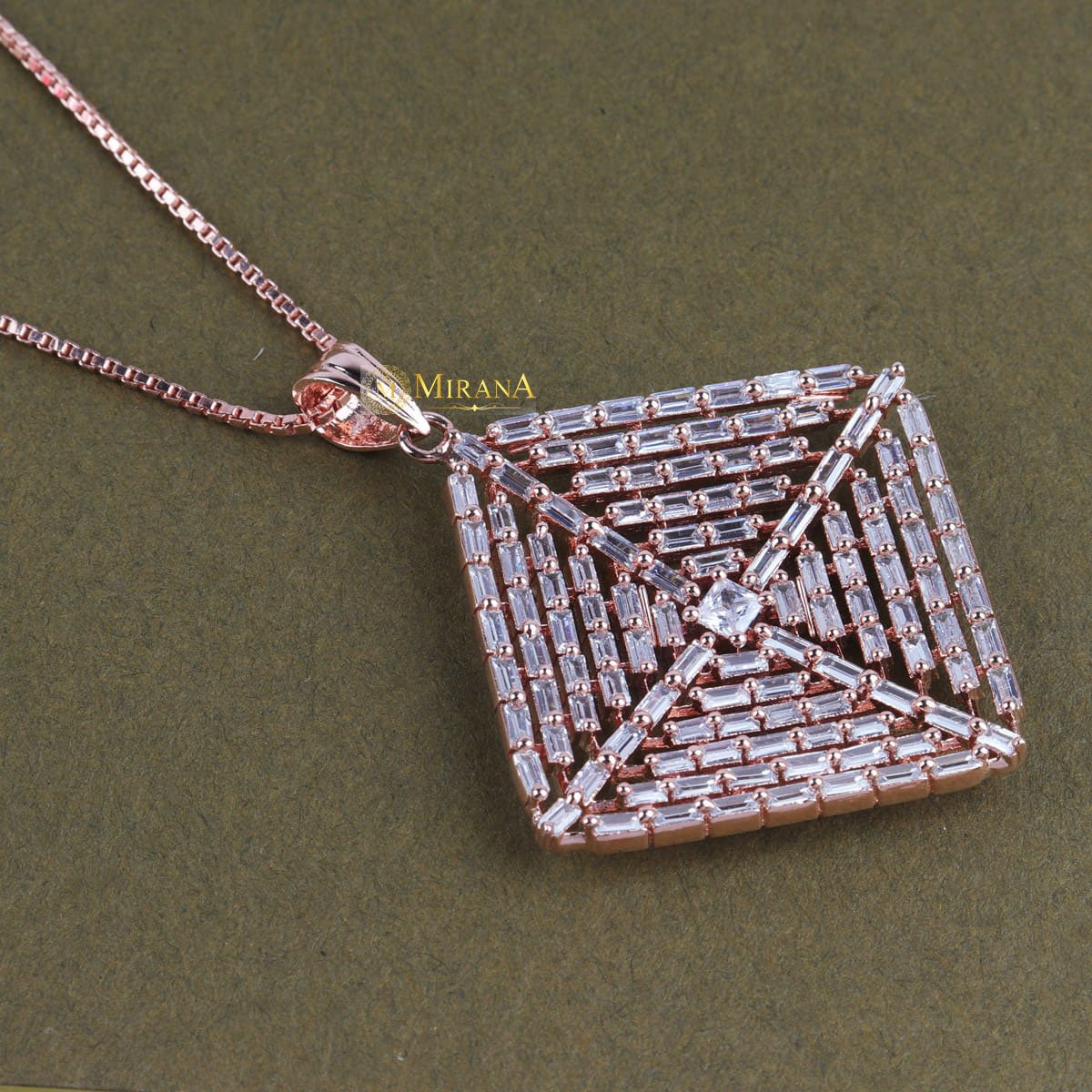 CZ Pyramid Shaped Pendent Set