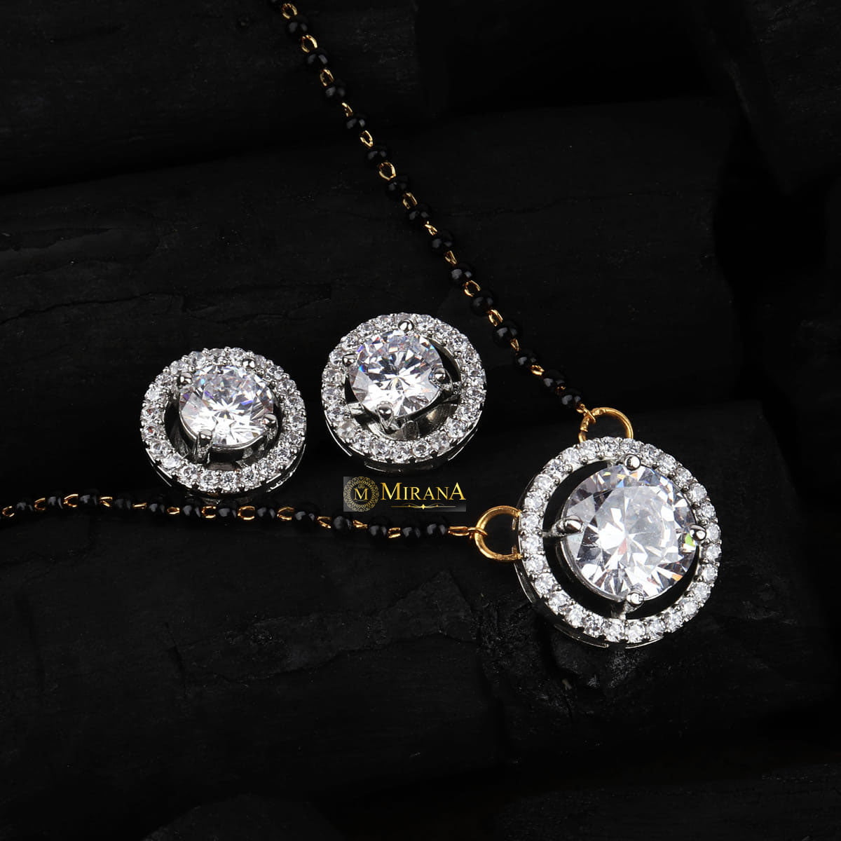 CZ Round Shaped Mangalsutra Set