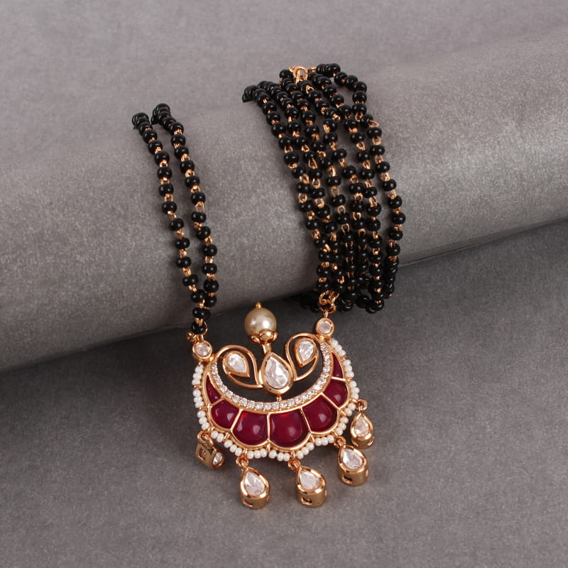 Pavitra Ruby Colored Kundan Polki Mangalsutra