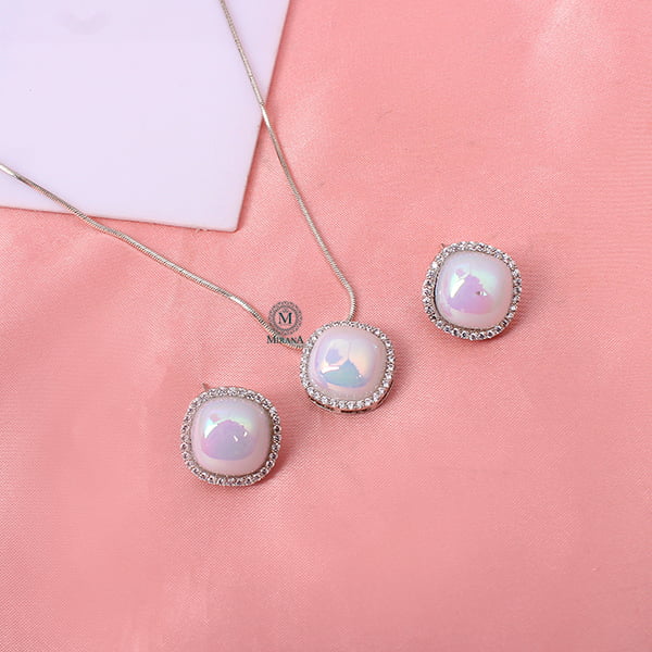 Mili Pearl CZ Designer Pendant Set