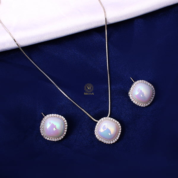 Mili Pearl CZ Designer Pendant Set